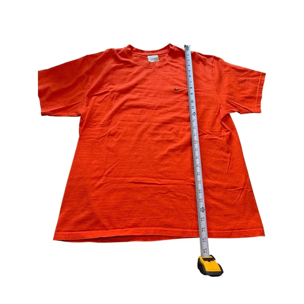 Nike Mens Embroidered Swoosh Logo T-Shirt Orange Cotton Short Sleeve Large